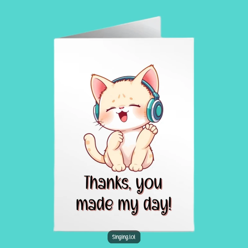 Free Printable Thank You Card: Singing Kitten Melody Humor Downloadable Gift
