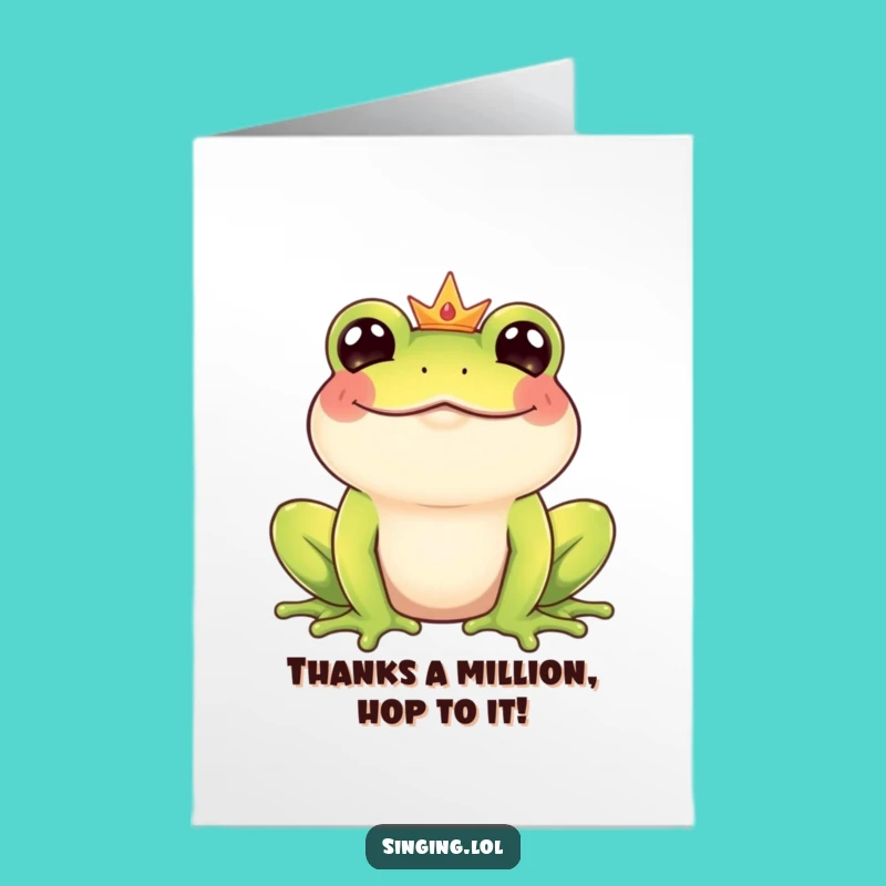 Funny Frog Prince Thank You Card Free Printable: Giggling Croaker Appreciation, DIY Downloadable Gratitude Gift