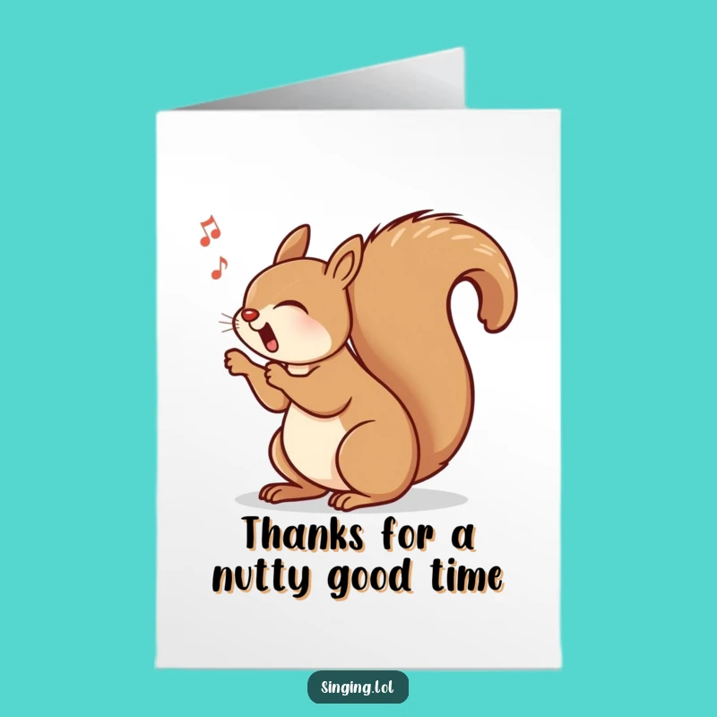 Funny Free Printable Thank You Card: Squirrel's Thankful Swing!