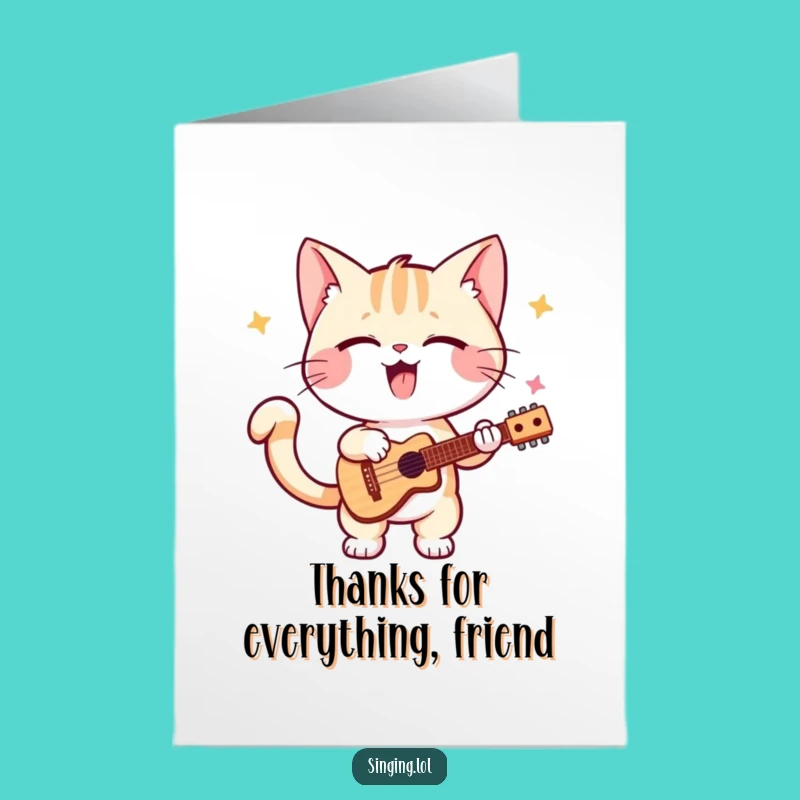 Free Printable Thank You Card: Funny Kitten Dancing, Tail Wagging Downloadable Gift