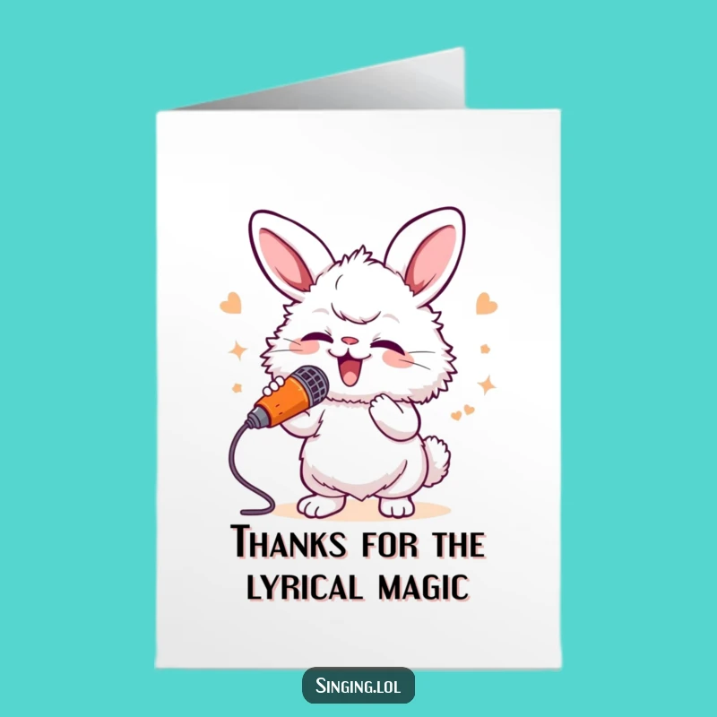 Free Printable Funny Thank You Card: Bunny Sings Carrot Gratitude