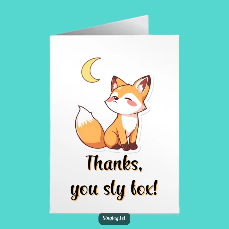 Free Printable Thank You Card: Howling Fox Moon Gratitude Downloadable Gift