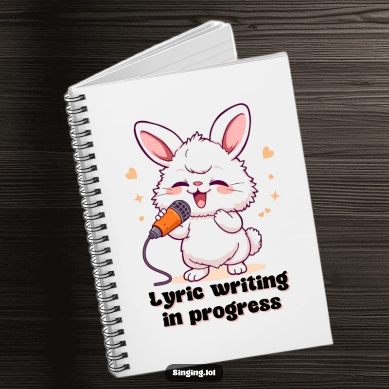 Funny Bunny Singer Notebook: A fluffy bunny sings into a carrot microphone, ideal for jotting down musical ideas and lyrics.