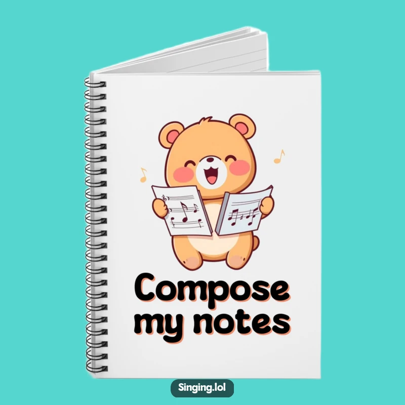 Funny Happy Bear Harmonizing Notebook - Jot Down Tunes with Musical Bear Flair