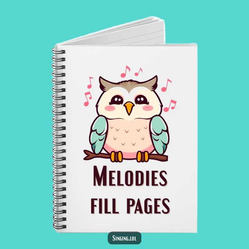 Funny Singing Owl Notebook: Cheerful Journal for Melodies, Perfect Funny Gift