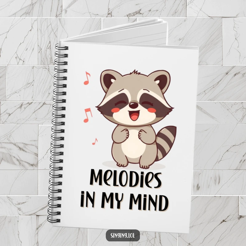 Funny Raccoon Humming Notebook: A delighted raccoon humming happily, perfect for writing down notes, songs, or daily thoughts.