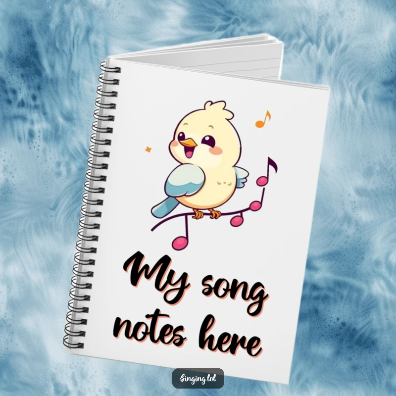 Funny Bird Musician Notebook: A cheerful bird chirps on a musical note, ideal for jotting down musical compositions and notes.