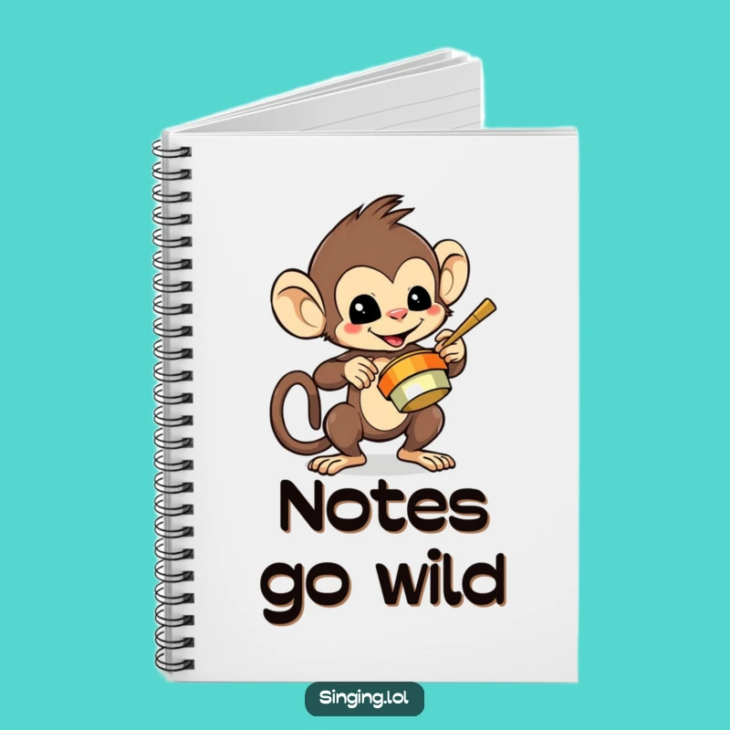 Funny Monkey Playing Cymbals Notebook - Jot Down Ideas with Mischievous Flair