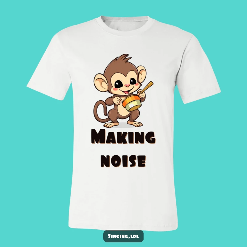 Funny Monkey Playing Cymbals Tee - Mischievous Character T-Shirt, Fun Gift