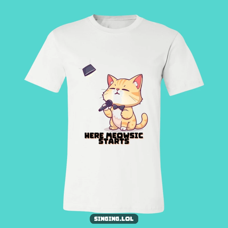 Funny Crooning Cat T-Shirt: Hilarious Music-Themed Apparel for the Cat Lover