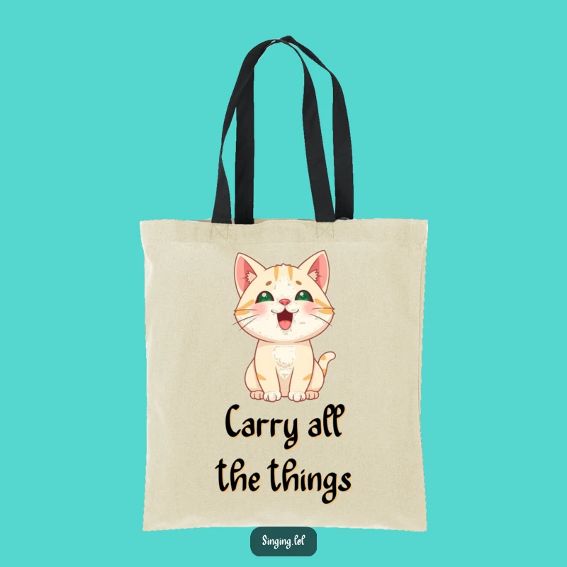 Funny Cat Meowing Tote Bag - Carry Your Tunes with Feline Flair
