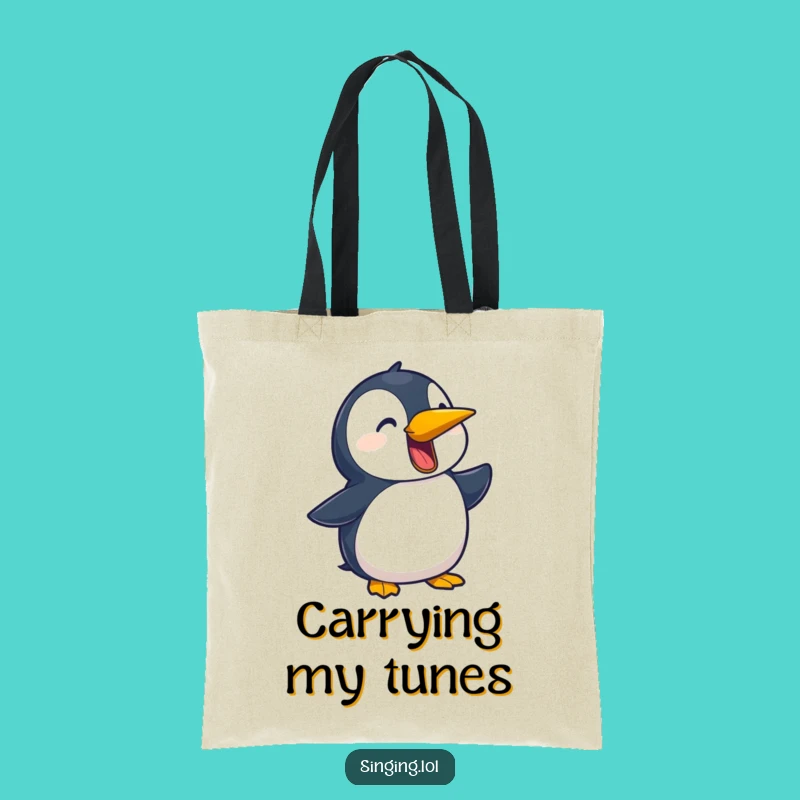 Funny Penguin Ballad Tote Bag: Carry Your Tunes, Chic Funny Gift