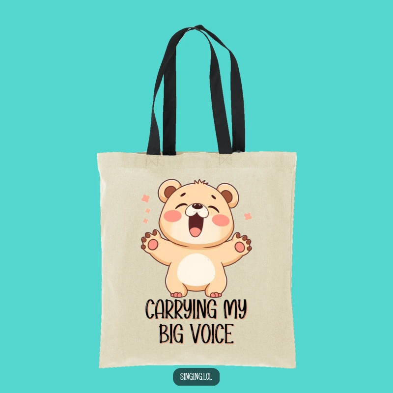 Funny Bear Cub Singer Tote Bag - Carry Your Joyful Roar