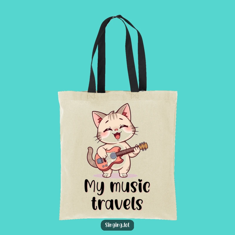 Funny Cat Guitar Tote Bag: Musical Style, Perfect Gift!