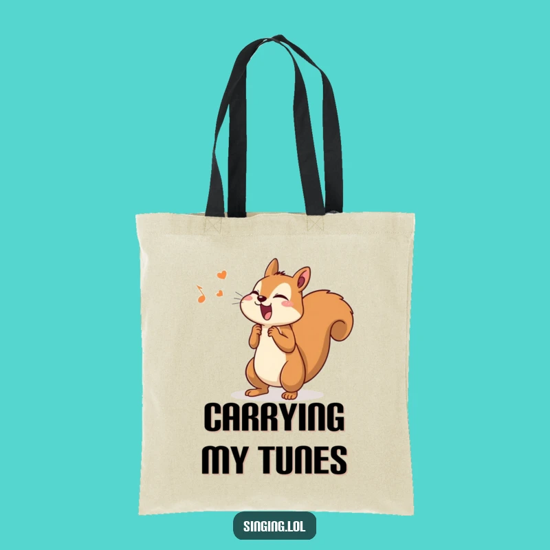 Funny Determined Squirrel Singer Tote - Carry Your Tunes in Style