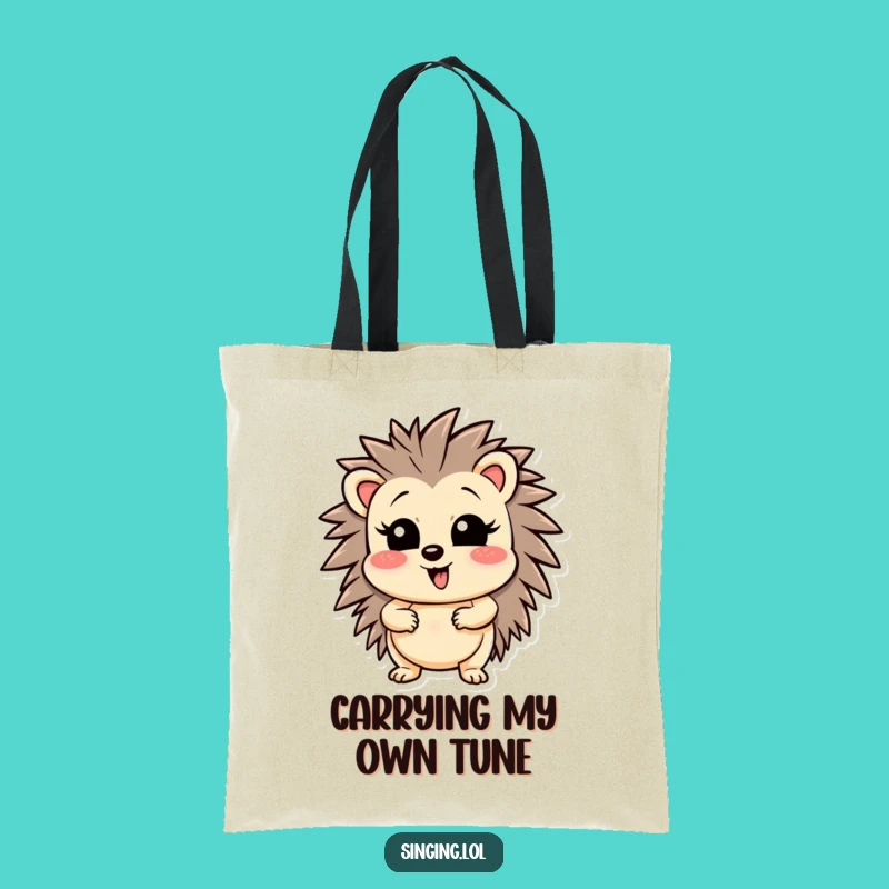 Funny Hedgehog High Note Tote Bag - Carry Your Laughs in Style, Great Gift