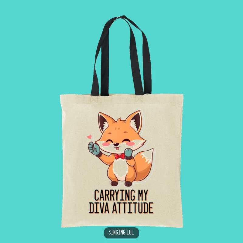 Funny Opera Fox Tote Bag: Diva Fox Sings High Notes, Perfect Carry-All Funny Gift