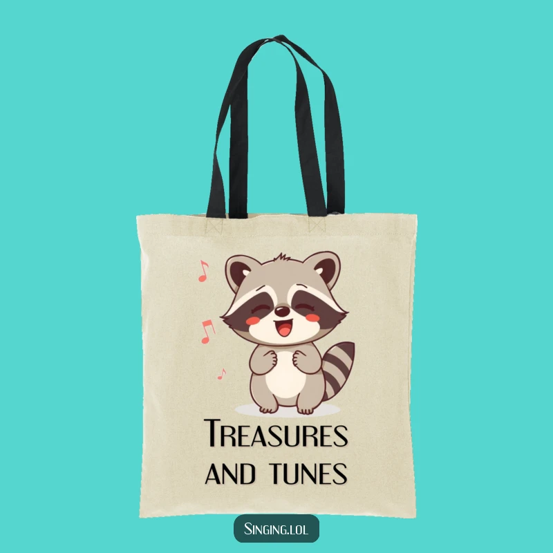 Funny Raccoon Humming Tote Bag: Happy Critter Carries Tunes, Perfect Funny Gift