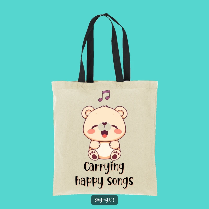 Funny Singing Bear Cub Tote: Carry Your Tunes and Essentials in Style