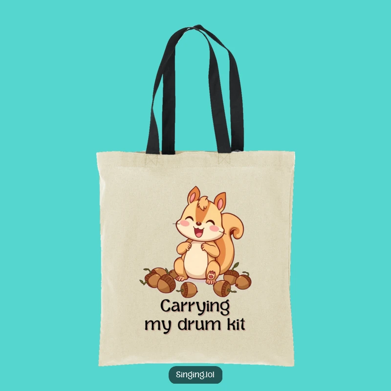 Funny Squirrel Drummer Tote Bag: Stylish Acorn Musician Carryall, Perfect Funny Gift