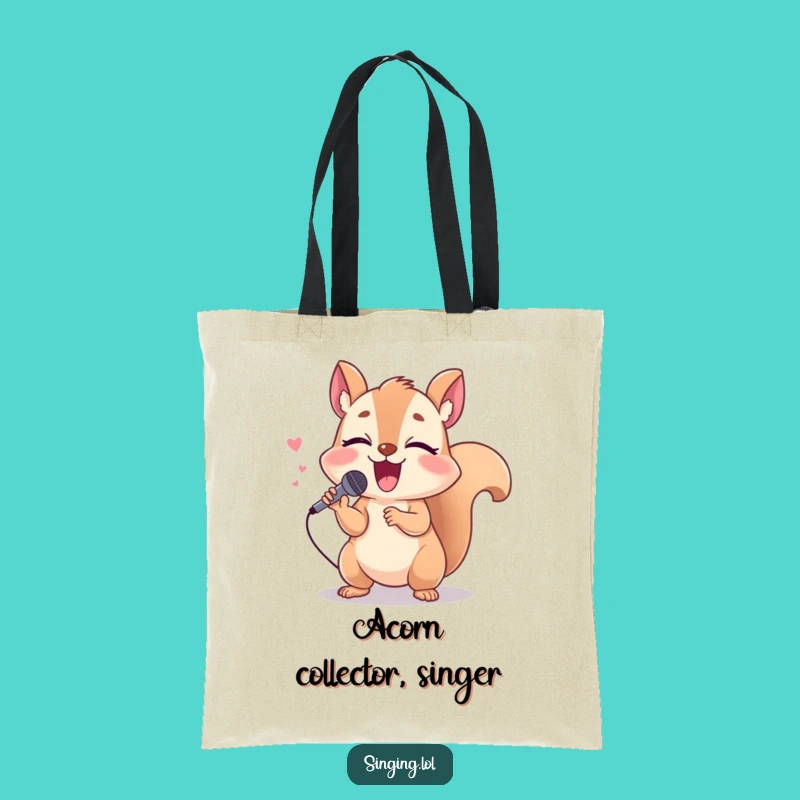 Funny Squirrel Tote Bag: Carry Your Tunes with a Giggling Microphone Star